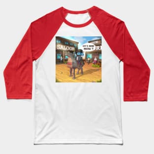 Let's ride, Cool cat cowboy meow Baseball T-Shirt